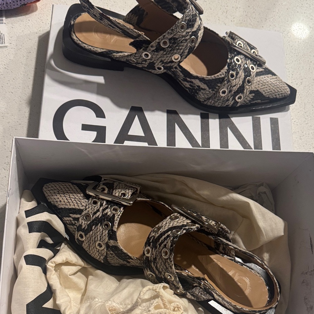Ganni Snakeskin Patterned Sandals